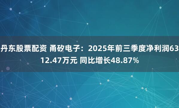 丹东股票配资 甬矽电子：2025年前三季度净利润6312.47万元 同比增长48.87%